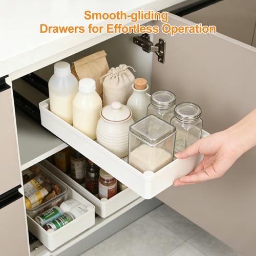 VINATO Removable Drawers for Kitchen, Removable Drawers for Cabinets – 37.5 x 13 x 5 cm, Removable Cupboard Tray, Removable Kitchen Organizer, Mounting with Adhesive Tape or Screws