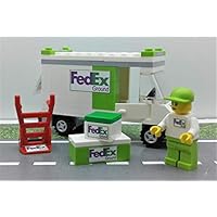 Building Toys City FedEx Grand (Green) Set Truck. Minifigure & More. Ready to Play