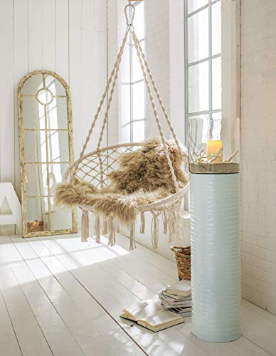 Hängesessel Nizza - mit rundem Sitzkissen - Outdoorgeeignet - Sitzfläche ca. Ø 55 cm - Belastbarkeit max. 100 kg - Beige – Bild 3