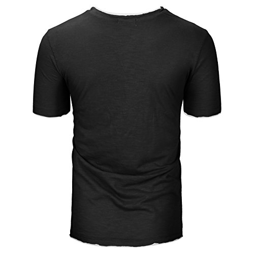 Derminpro Men\'s Short Sleeve Casual Contrast T-Shirt Black XX-Large