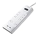 AUKEY Surge Protector with 8 Outlets and 2 USB Charging Ports, 1200 Joules Power Strip with 6ft Power Cord | ETL Certified - White