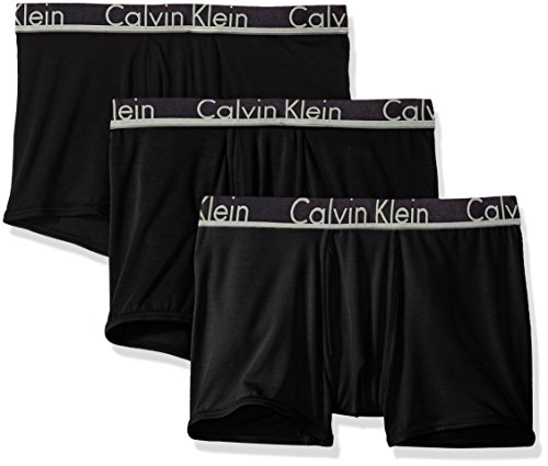 Calvin Klein Men's Underwear Comfort Microfiber Trunks, Black/Black/Black, Small