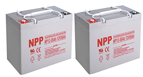 NPP NP12-55Ah Rechargeable Sealed Lead Acid 12V 55Ah Battery with Button Style Terminals / (2pcs)