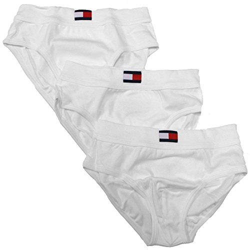 Tommy Hilfiger Mens Classic Hip Briefs 3 Pack (White, Large)