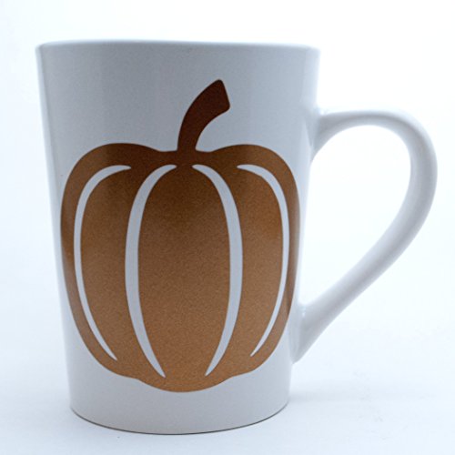 Elegant Fall Pumpkin Coffee Mug in Metallic Copper and White (14oz)