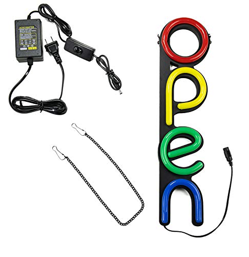 LED Open Sign for Business - Bright Red Yellow Green Blue Vertical Neon Style Open Light Signs | Beautiful Design to Attract Customers - Thumbnail 4