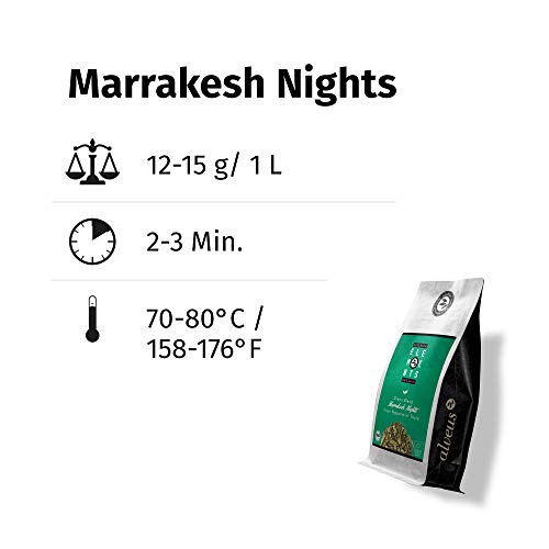 „Marrakesh Nights“ Grüner Tee Lose Bio mit Pfefferminze und Minze, Grüntee aromatisch, aber Ohne Aroma, 100 Gramm (ca… – Bild 4