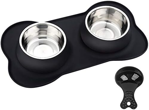 URPOWER Dog Bowls Stainless Steel Dog Bowl with No Spill Dog Food Bowl Non-Slip Silicone Mat Feeder Bowls Pet Bowl for Puppy Small Medium Dogs Cats and Pets