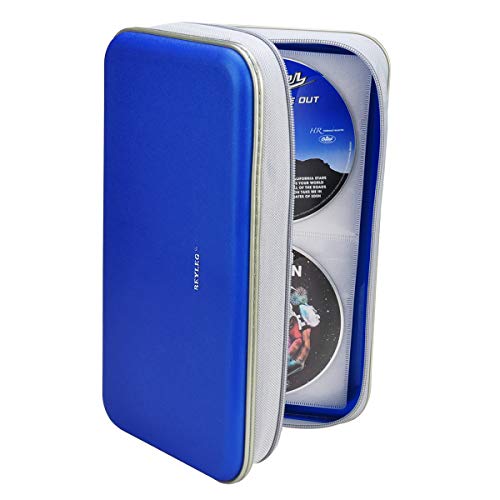 CD DVD Wallet, Wismart 96 Capacity Heavy Duty Sturdy DVD Storage Hard Shell CD Disk Holder DVD Case VCD Wallets Blu-ray Media Case Storage Holder Organizer Wallet,96 Capacity (Blue) - Thumbnail 6