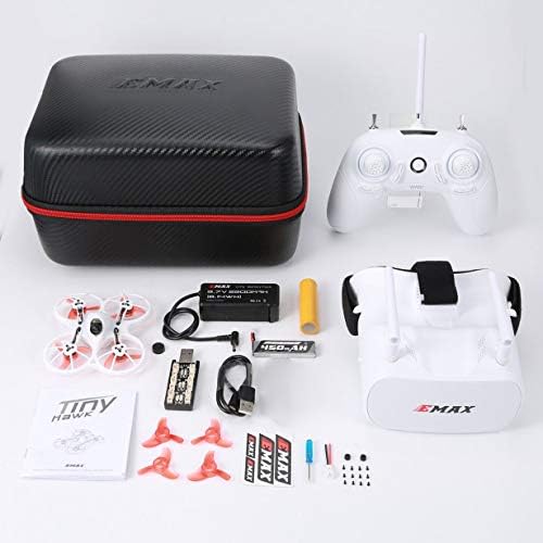 camellia EMAX Tinyhawk Brushless 75mm FPV RC Racing Drone BNF 4 in 1 3A ESC Mini Quadcopter Aircraft with Goggle Remote Controller(white)