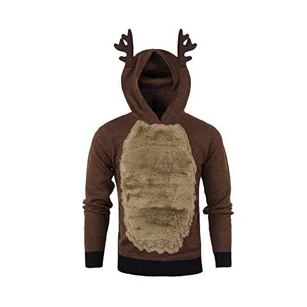 GzxtLTX Men Autumn Winter Cosplay Xmas Hoody Reindeer Feather Hooded Christmas Plus Velvet Fur 3D Blouse Top