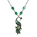 JEWELRIESHOP Retro Peacock Crystal Necklace Pendant Jewelry Vintage Style