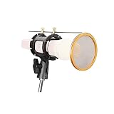 CISNO Studio Condenser Mic Microphone Shock Mount With Metal Wind Screen Pop Filter Combo Mask Shield For Recording