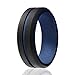 ROQ Silicone Rubber Wedding Ring for Men, Men's Wedding Band, Breathable Rubber Engagement Band, 8mm Wide 2mm Thick, Engraved Middle Line Duo, 4 Pack, Blue, Red, Orange, Light Blue, Black, Size 11