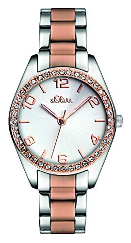 s.Oliver Armbanduhr Damen Quarzuhr Analog, mit Edelstahl Armband, Wasserdicht, Kommt in Uhren Geschenk Box