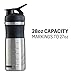 BlenderBottle Sport Mixer Stainless Steel Shaker Bottle, 28 oz, Black/Aqua