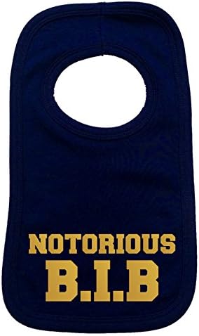 NOTORIOUS BIB PULLOVER BABY BIBS – Doubled Layered - (Navy Blue) - 100% Cotton Baby Newborn big hip hop old skool cool Toddler Perfect Gear Clothing Boy Girl Mum Dad Mummy Daddy Grow Gift Custom Present Birthday Christening play toy Cute – Machine Washable– by 123t
