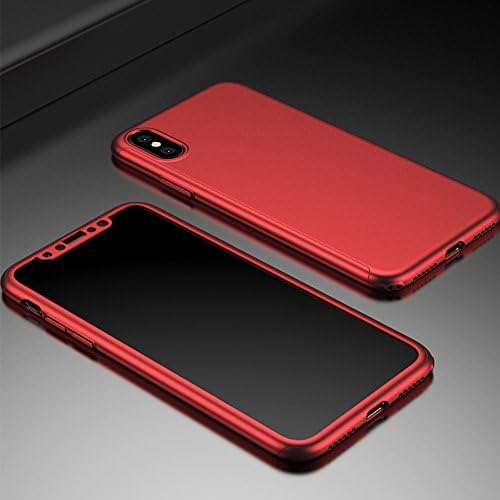 iPhone X 360 protection Case, Huabaina [Perfect Fit] 360 Degree All-around Ultra Thin Full Body Coverage Protection Dual Layer Hard Slim Case Protector For iPhone X (Red)