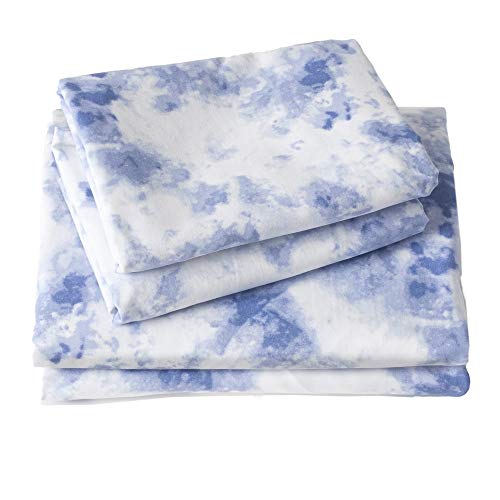 Dawn 4Piece Microfiber Sheet and Pillowcase Set in Blue Tie Dye Fits