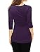 Allegra K Women's Cowl Neck Long Sleeves Buttons Decor Ruched Top Large Purple
