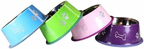 OmniPet Stainless Steel Non-tip Pet Bowl 32oz Pink, Purple or Blue (Pink)