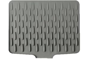 SeaISee Silicone Dish Drying Mat, Dish Drainer Pad with Built-in Drain, Sliding Board Locking Mat Heat Resistant Non-Slip for