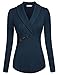 Ninedaily Womens Business Tops Lapel V Neck Slimming Long Sleeve Office Blouse Blue