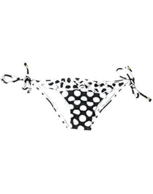 Womens Tie Side Pant Black White Polka Dot Fashion Swim Bottom