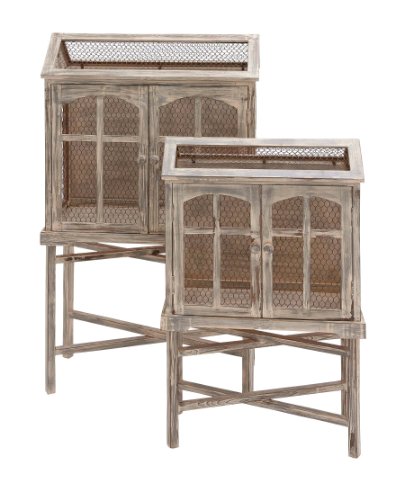 Benzara the beautiful wood metal bird cage, set of 2