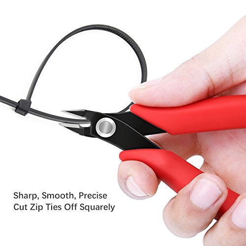 VAKOO Wire Flush Cutter 5-Inch VK-Ita Micro Diagonal Cutting Pliers for Electronics and Jewelry Marking- Red