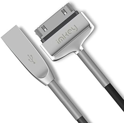 iPhone 4s Cable , 6.5 Feet Zinc-Alloy Spring 30-Pin To USB Sync and Charging Cable for iPhone 4 / 4S, iPhone 3G / 3GS, iPad 1 / 2 / 3, iPod - (Black)