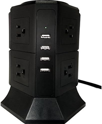 4 USB Ports and 8 Outlets, Surge Protector with USB, Desktop Power Station, Power Strip, Power Cord, Commercial Power Strip, Charging Port, for Office, Home, and Multi Use! - By: Prime Home