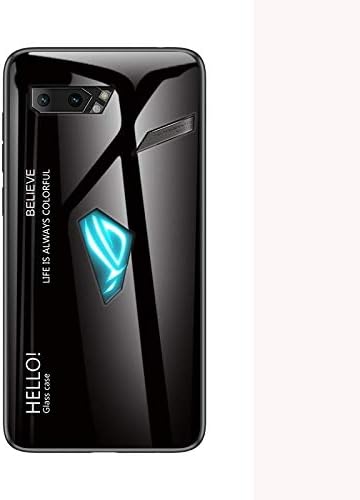 Case for ASUS ROG Phone II Gradient Color Glass Case brand:TONW FASHION (Color : Black)