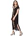 Milumia Women's Bohemian Floral Embroidery Split Maxi Dress Cover Ups Black M