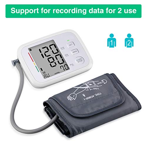 Prymax Blood Pressure Monitor Upper Arm Large Cuff Fits Arms 8.5-17 Inches Portable Automatic Digital Monitor, FDA Approved, at Home, Irregular Heart Beat Detection, Large Screen, 2 User*90 Reading