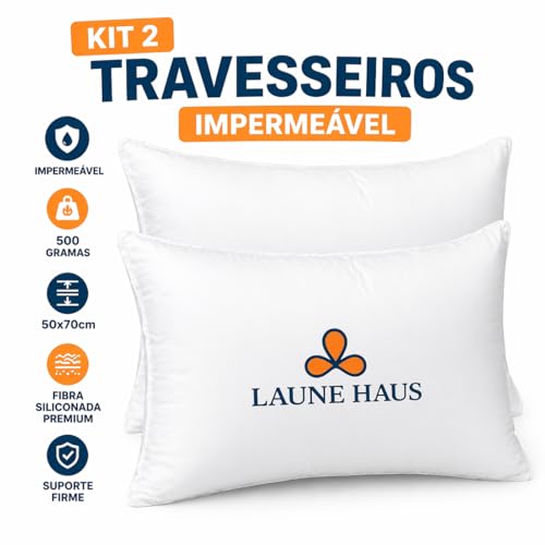 Kit 02 Travesseiros Ipermeavel 400 Fios Suporte Extra Firme Percal Linha Hotel Airbnb Laune Haus