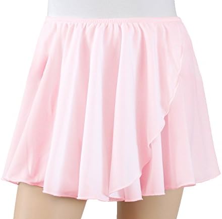 Trienawear Kids Collection Little Girls' Big Girls' 10 Inch Circular Mock-Wrap Pull-On Dance Skirt TR501-10 with elasticized waist Powder Pink ML
