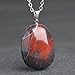 iSTONE Natural Gemstone Blood Stone Water Drop Pendant Necklace with Stainless Steel Chain 20 Inch