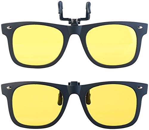 PEARL Auto-Nachtsicht-Brille: 2er-Set Nachtsicht-Brillenclips im Retro-Look, polarisiert, UV400 (Brille-Clips, Brille-Aufsatz, Sonnenbrillenaufsatz)