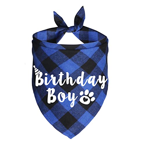 JOTFA Plaid Dog Bandana for Birthday Party Supplies (Blue) at Amazon