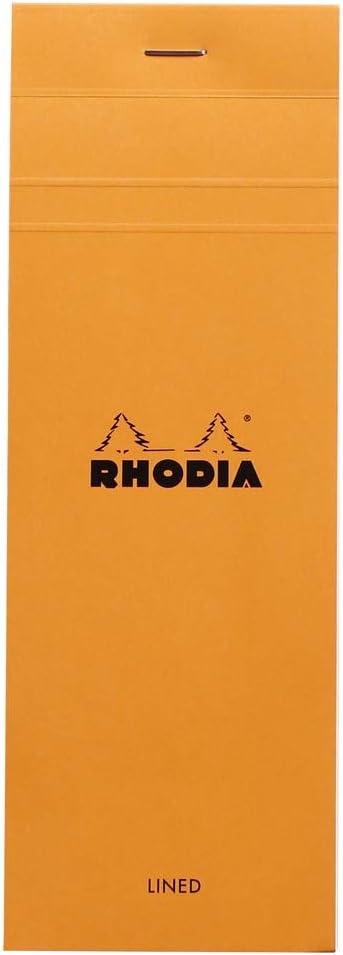 RHODIA 8600C, Stapled Notepad N°8 Shopping Orange, 7.4x21 cm, Lined, 80 Detachable Sheets, 80G Clairefontaine Paper, Soft