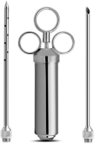 Grill Stainless Steel Meat Marinade Injector 2 oz Flavor Needle Syringe Cooking