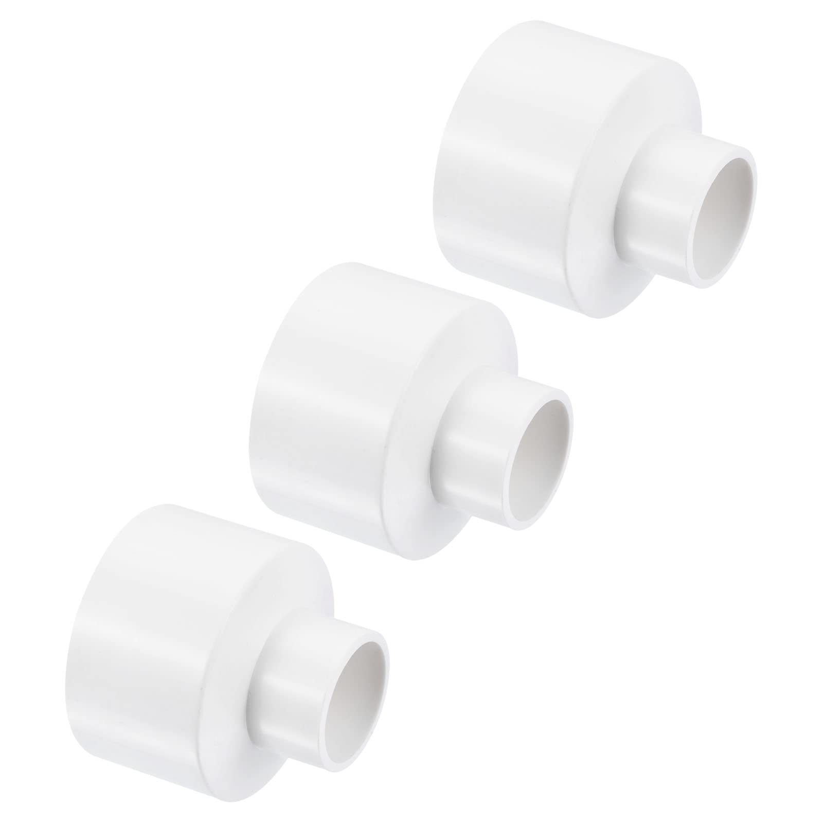 PATIKIL PVC Reducer Pipe Fitting 63mm to 32mm ID, 3 Pack Straight Coupling Adapter Connector, White
