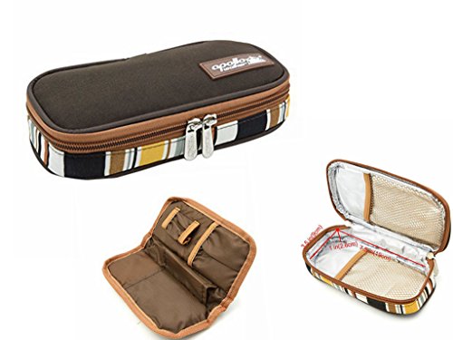 Insulin Cooler Travel Case and Epipen Case Portable,Diabetic Organizer Medical Cooler Travel Pack,Coffee Brown