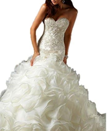 Tsbridal Mermaid Wedding Dress Beaded Sweetheart Bride Dresses