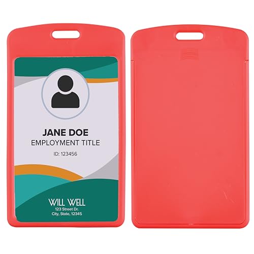 ID Card Holder Vertical Red
