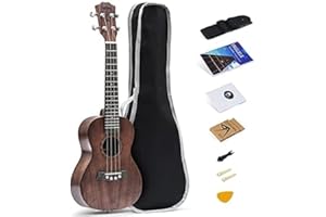 MUSOO Tenor Ukelele Ukulele Solid Top Mahogany 26 Inch With Ukulele Accessories With Gig Bag,Strap,Nylon String,Trigger Capo,Picks