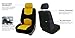 FH Group FB050115 + F14407 Full Set Flat Cloth Car Seat Covers with Premium Carpet Floor Mats, Yellow/Black- Fit Most Car, Truck, SUV, or Van