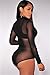 JomeDesign Women Black Sheer Mesh Long Sleeve Jumpsuit Bodysuits