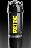 #1 Pride Shaker Bottle 22oz- Patented Cyclone Blender Cup Design For Mixing Protein Powders, Pre & Post Workout Supplements or Fruit Infuser- No Clumps Or Chunks (Black)
